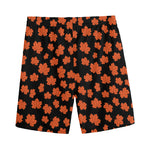 Orange Maple Leaves Pattern Print Men's Sports Shorts
