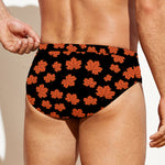 Orange Maple Leaves Pattern Print Men's Swim Briefs