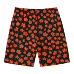 Orange Maple Leaves Pattern Print Men's Swim Trunks