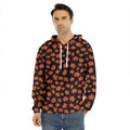 Orange Maple Leaves Pattern Print Men's Velvet Pullover Hoodie