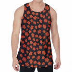 Orange Maple Leaves Pattern Print Men's Velvet Tank Top
