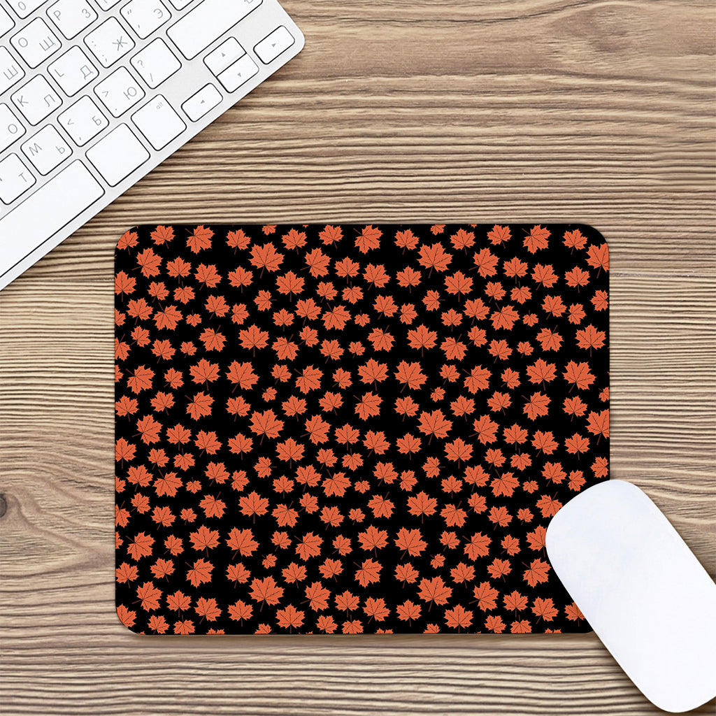 Orange Maple Leaves Pattern Print Mouse Pad