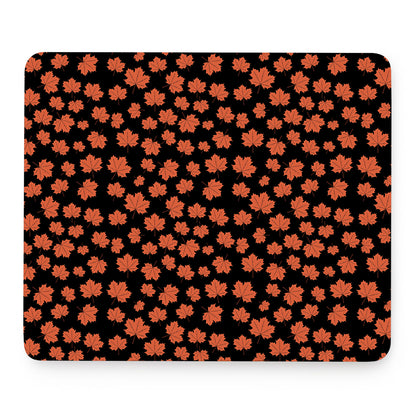 Orange Maple Leaves Pattern Print Mouse Pad