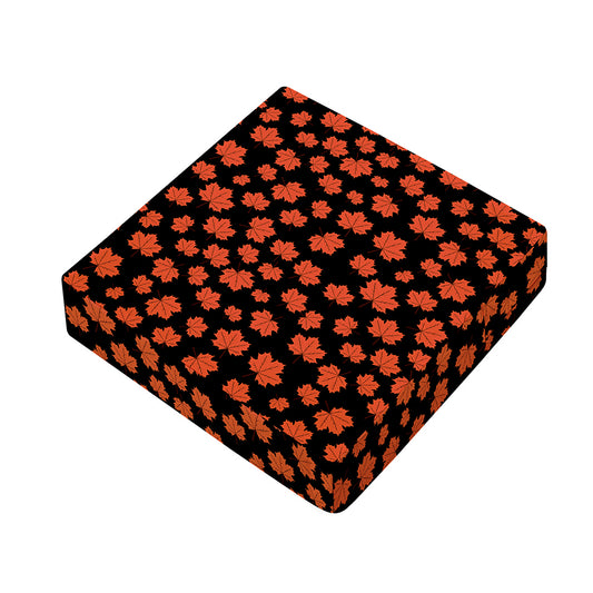 Orange Maple Leaves Pattern Print Outdoor Seat Cushion Cover
