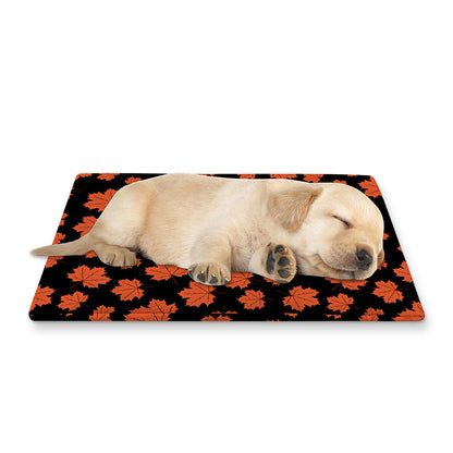 Orange Maple Leaves Pattern Print Pet Cooling Mat Cover