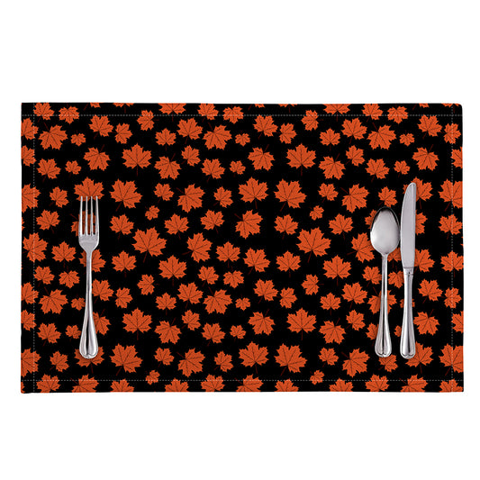 Orange Maple Leaves Pattern Print Placemat
