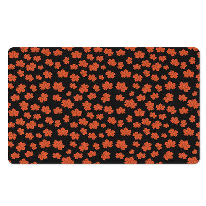 Orange Maple Leaves Pattern Print Polyester Doormat