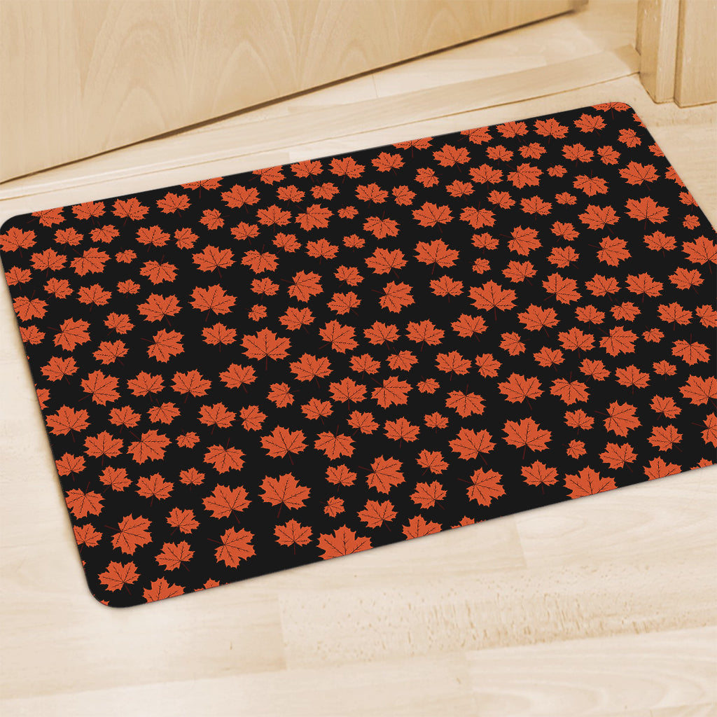 Orange Maple Leaves Pattern Print Polyester Doormat