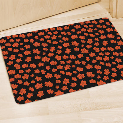 Orange Maple Leaves Pattern Print Polyester Doormat