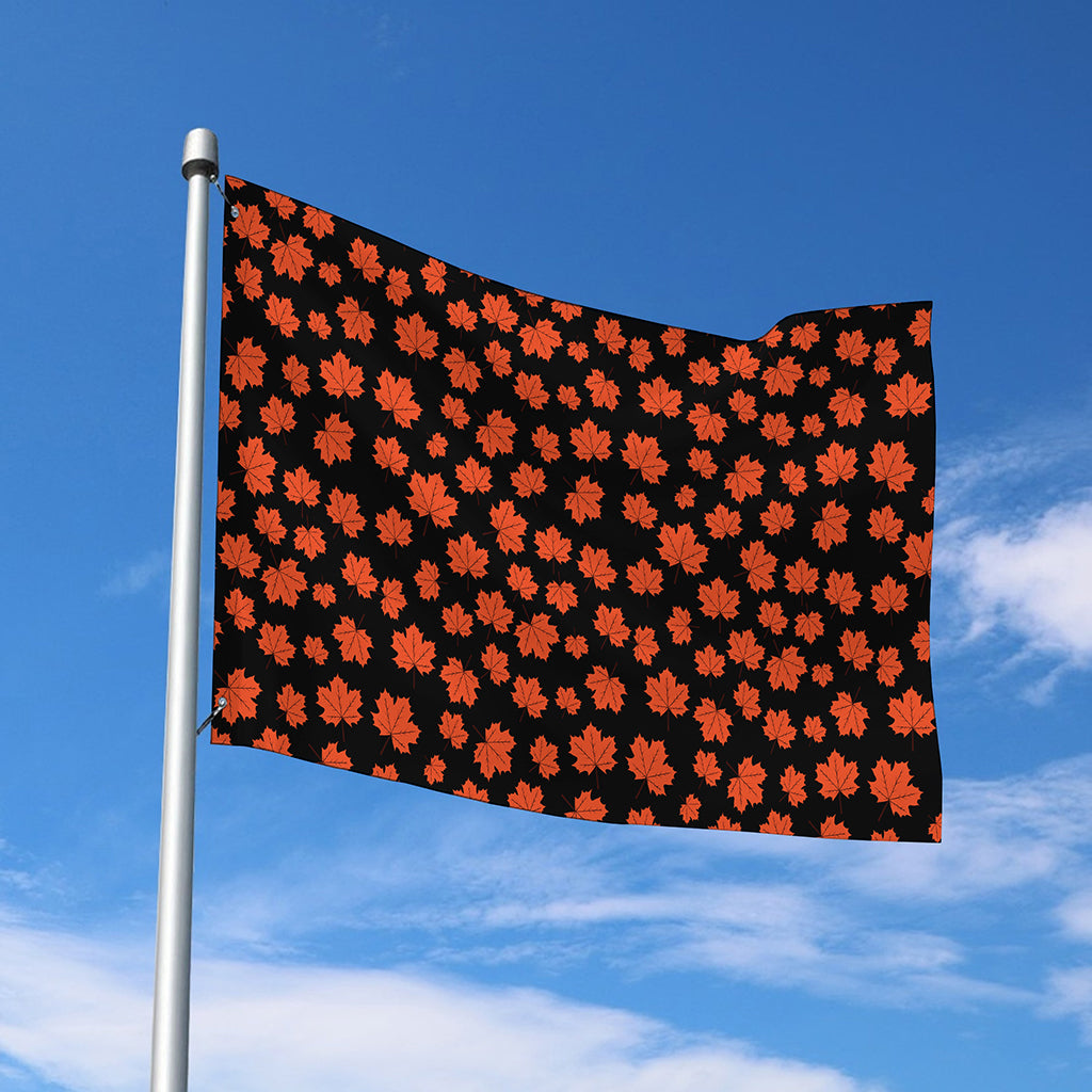 Orange Maple Leaves Pattern Print Polyester Flag