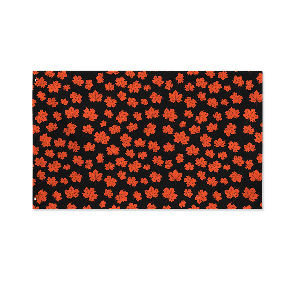Orange Maple Leaves Pattern Print Polyester Flag
