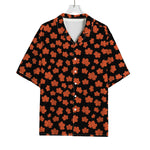 Orange Maple Leaves Pattern Print Rayon Hawaiian Shirt
