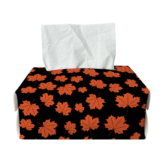 Orange Maple Leaves Pattern Print Rectangle Tissue Box Cover