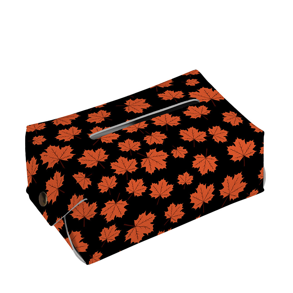 Orange Maple Leaves Pattern Print Rectangle Tissue Box Cover