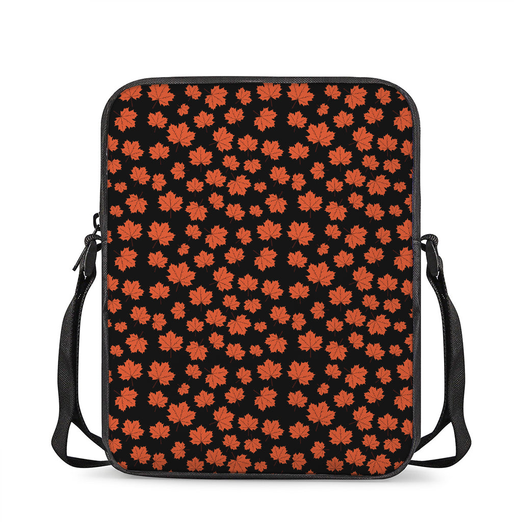Orange Maple Leaves Pattern Print Rectangular Crossbody Bag