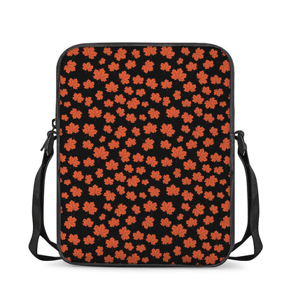 Orange Maple Leaves Pattern Print Rectangular Crossbody Bag
