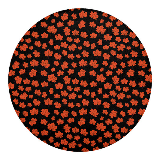 Orange Maple Leaves Pattern Print Round Blanket