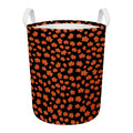 Orange Maple Leaves Pattern Print Round Laundry Basket