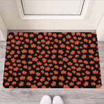Orange Maple Leaves Pattern Print Rubber Doormat