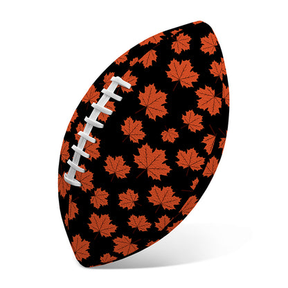 Orange Maple Leaves Pattern Print Rugby Ball