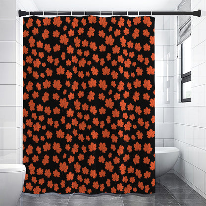 Orange Maple Leaves Pattern Print Shower Curtain