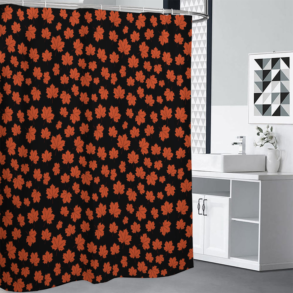 Orange Maple Leaves Pattern Print Shower Curtain
