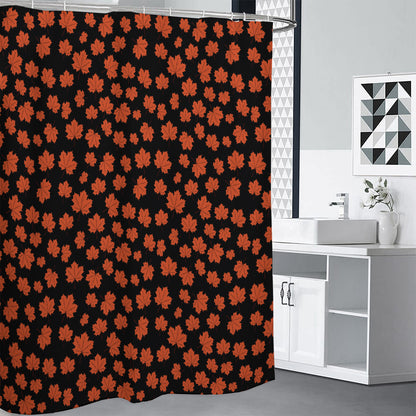 Orange Maple Leaves Pattern Print Shower Curtain