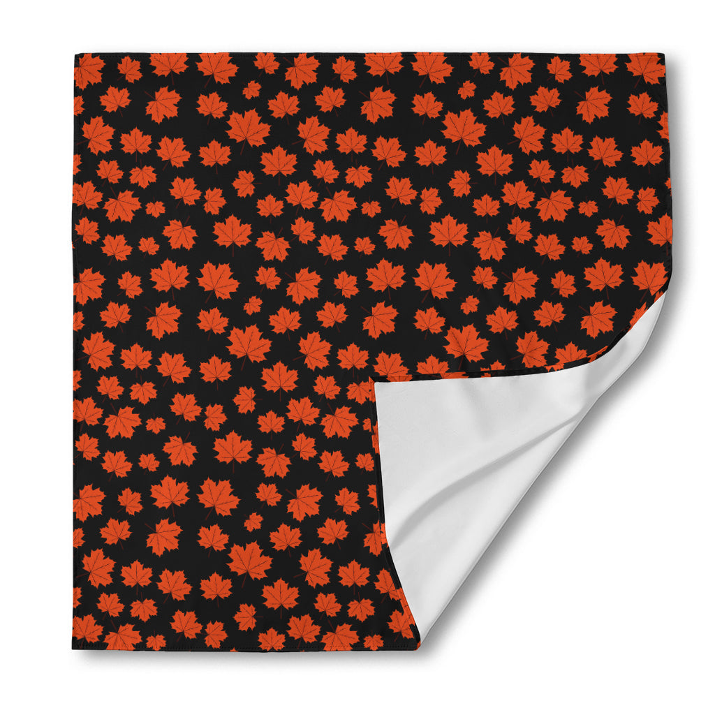 Orange Maple Leaves Pattern Print Silk Bandana