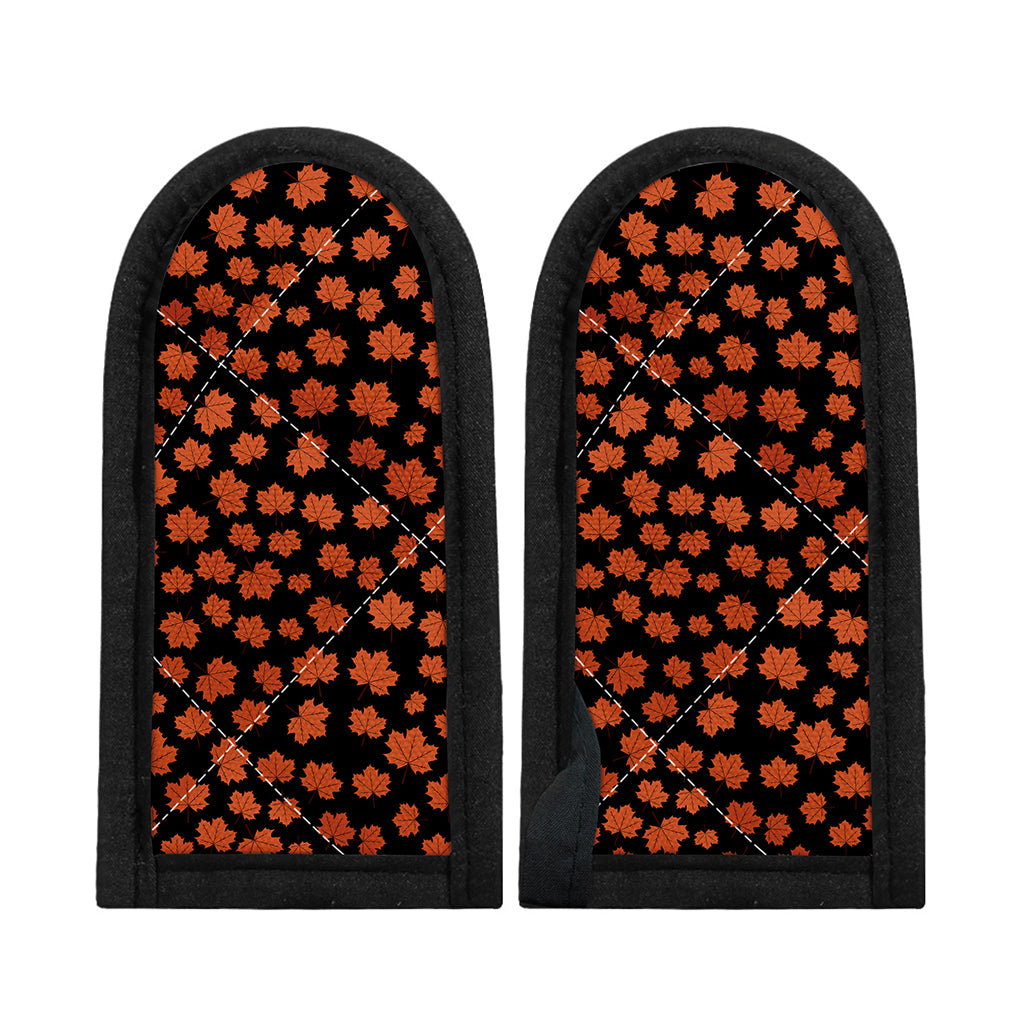 Orange Maple Leaves Pattern Print Skillet Handle Cover