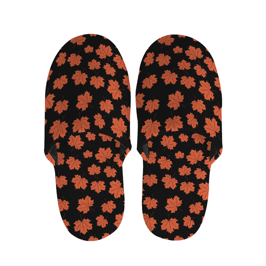 Orange Maple Leaves Pattern Print Slippers