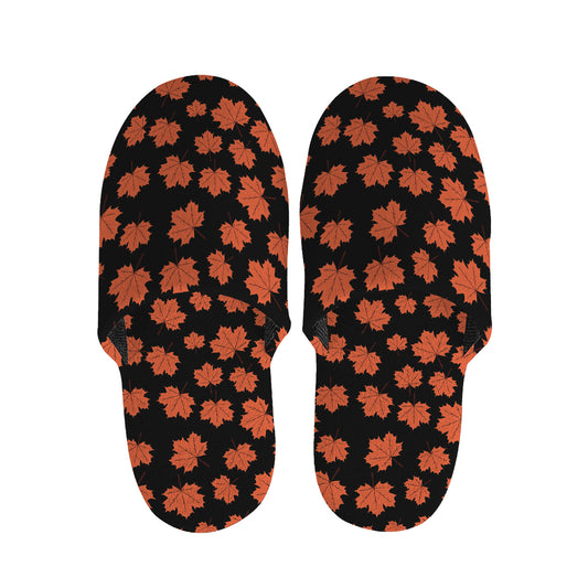 Orange Maple Leaves Pattern Print Slippers