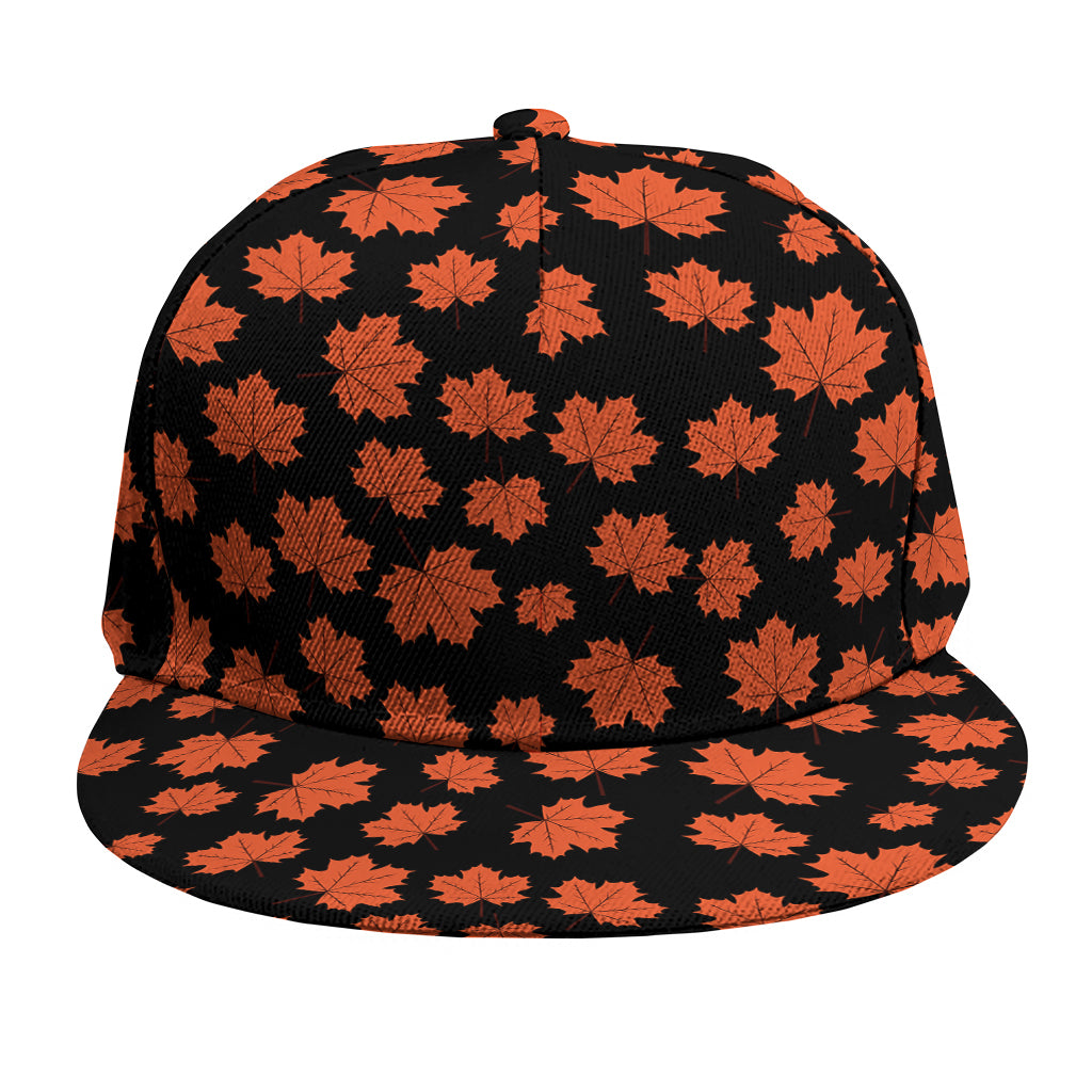 Orange Maple Leaves Pattern Print Snapback Cap