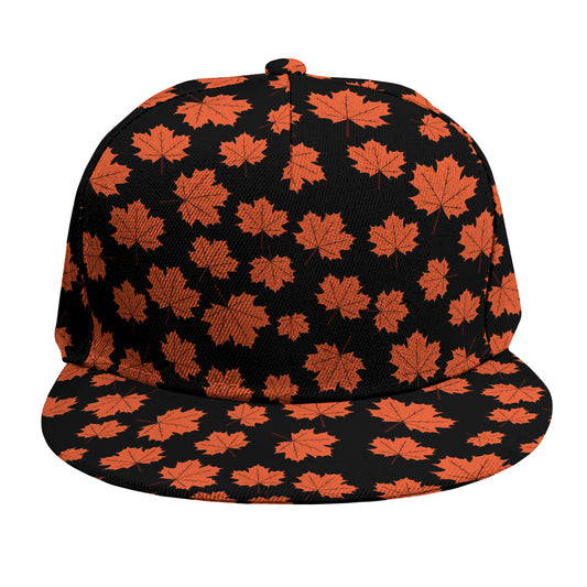 Orange Maple Leaves Pattern Print Snapback Cap