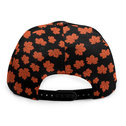 Orange Maple Leaves Pattern Print Snapback Cap