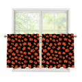 Orange Maple Leaves Pattern Print Tier Curtains