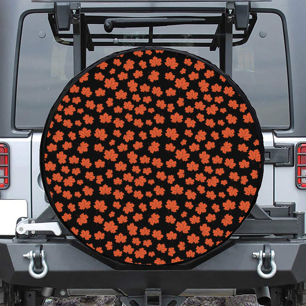 Orange Maple Leaves Pattern Print Tire Cover