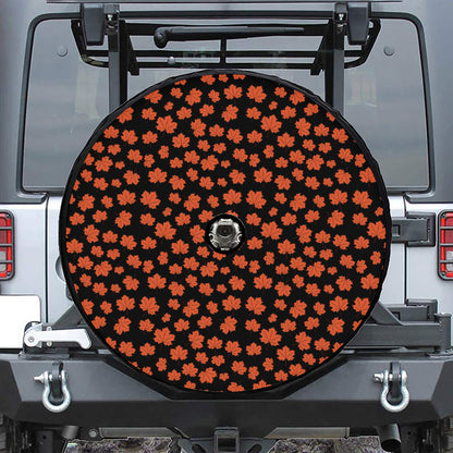 Orange Maple Leaves Pattern Print Tire Cover With Camera Hole