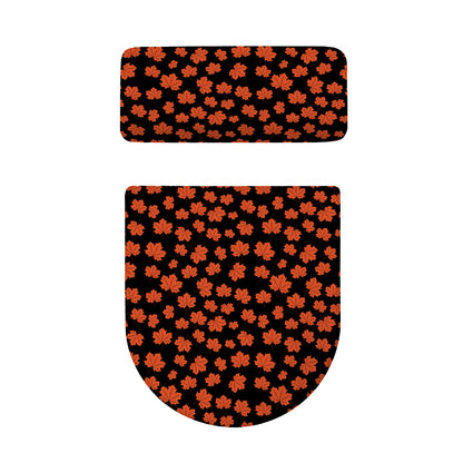 Orange Maple Leaves Pattern Print Toilet Lid And Tank Cover Set