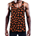 Orange Maple Leaves Pattern Print Men's Workout Tank Top