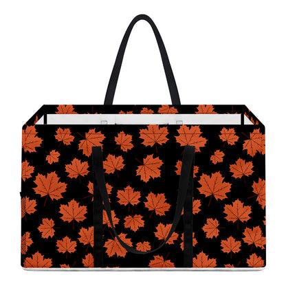Orange Maple Leaves Pattern Print Utility Tote Bag