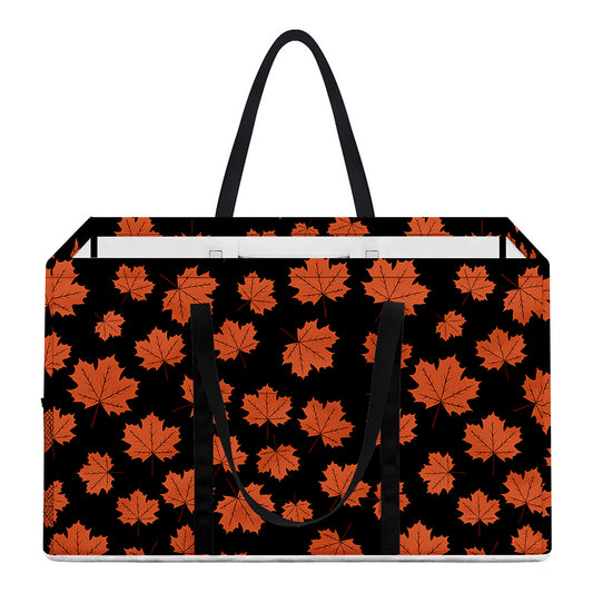 Orange Maple Leaves Pattern Print Utility Tote Bag