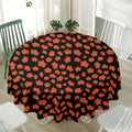 Orange Maple Leaves Pattern Print Waterproof Round Tablecloth