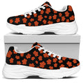Orange Maple Leaves Pattern Print White Chunky Shoes