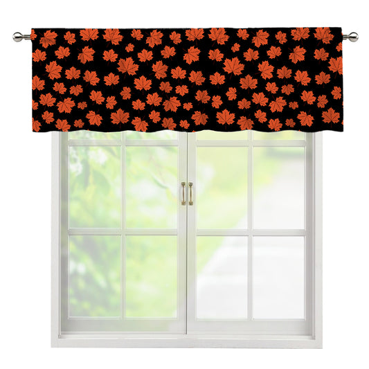 Orange Maple Leaves Pattern Print Window Valance