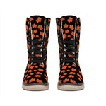 Orange Maple Leaves Pattern Print Winter Boots