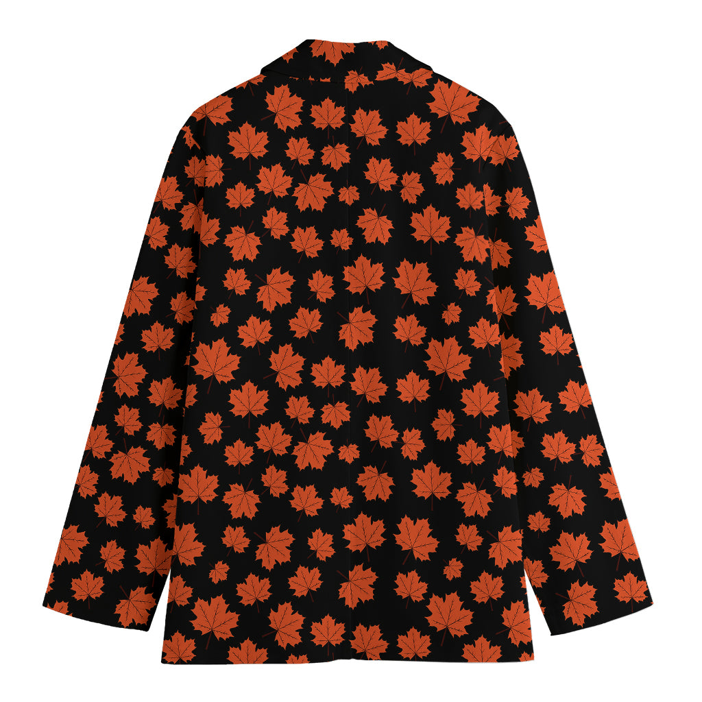 Orange Maple Leaves Pattern Print Women's Blazer