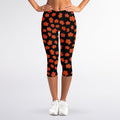Orange Maple Leaves Pattern Print Women's Capri Leggings