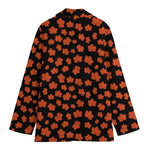 Orange Maple Leaves Pattern Print Women's Cotton Blazer