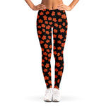 Orange Maple Leaves Pattern Print Women's Leggings