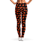 Orange Maple Leaves Pattern Print Women's Leggings
